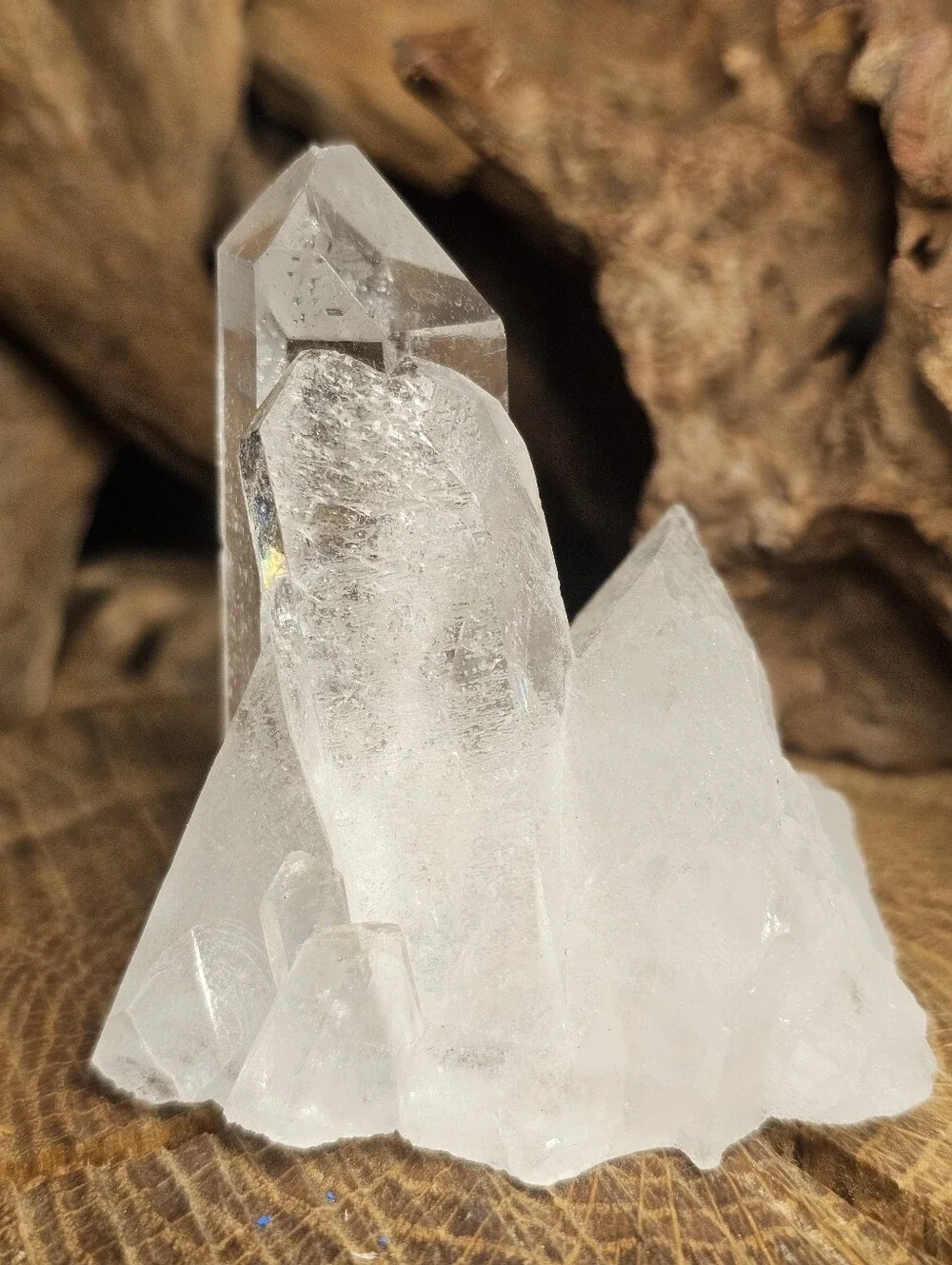 Rare Brazilian Rainbowy Clear Quartz Crystal Cluster - Translucent White Crystal